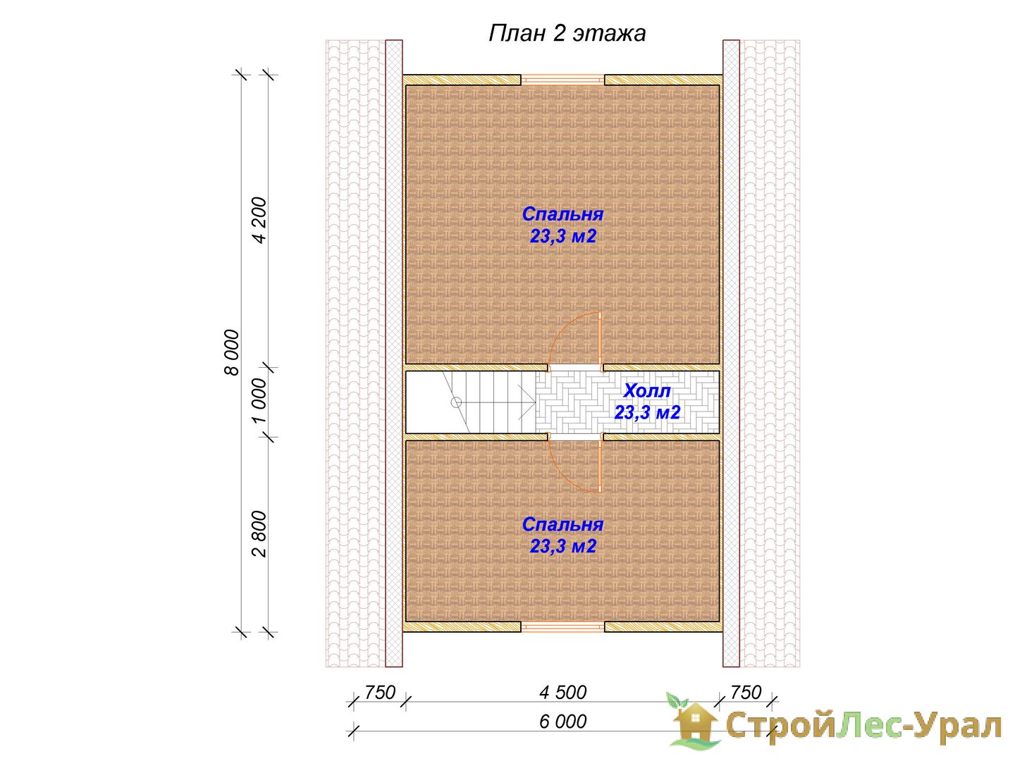 Проект дома ДБ-72 (6х8м), площадью 90м² из бруса 150х150мм | Стройлес-урал